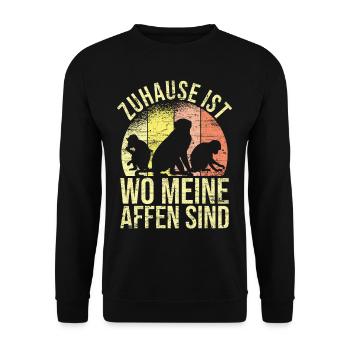 Zuhause ist wo meine Affen sind Affe Zoo - Unisex Pullover - Schwarz - Vorne - Alina (178cm) & Michal (187cm)