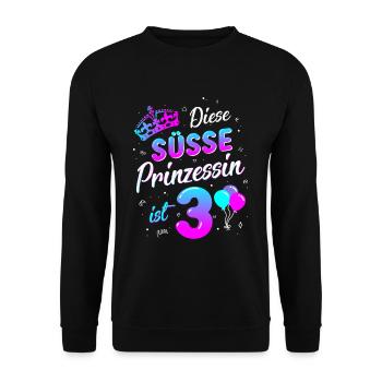 3. Geburtstag Mädchen 3 Jahre Prinzessin - Unisex Pullover - Schwarz - Vorne - Alina (178cm) & Michal (187cm)