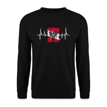 Austria Flag Heartbeat Österreich - Unisex Pullover - Schwarz - Vorne - Alina (178cm) & Michal (187cm)