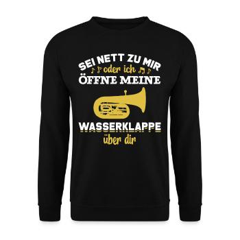 Tuba lustiger Spruch Musiker Tubist Tubaspieler - Unisex Pullover - Schwarz - Vorne - Alina (178cm) & Michal (187cm)