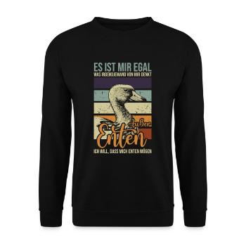 Ente Ich Will Dass Mich Enten Mögen Entenzüchter - Unisex Pullover - Schwarz - Vorne - Alina (178cm) & Michal (187cm)