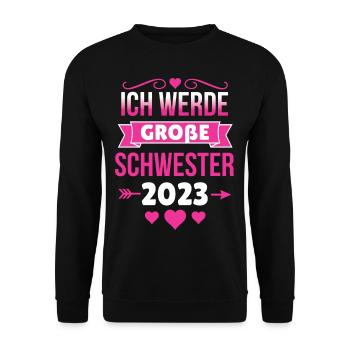 Bald Große Schwester 2023 - Unisex Pullover - Schwarz - Vorne - Alina (178cm) & Michal (187cm)