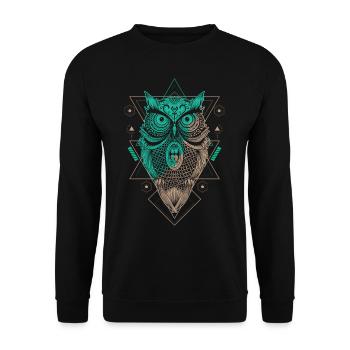 Eule Eulen Fan Lieblingstier Eule - Unisex Pullover - Schwarz - Vorne - Alina (178cm) & Michal (187cm)