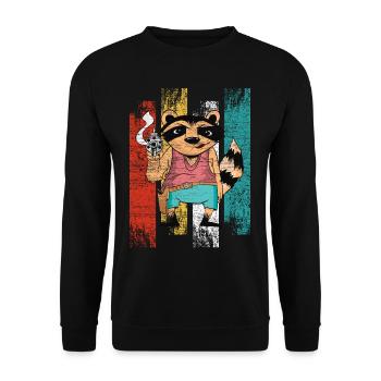 Raton laveur Gangster Raton laveur Raton laveur Raton laveur avec pistolet - Sweat-shirt Unisexe - noir - Devant - Alina (178cm) & Michal (187cm)