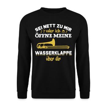Posaune lustiger Spruch Wasserklappe Musiker Instr - Unisex Pullover - Schwarz - Vorne - Alina (178cm) & Michal (187cm)