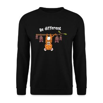 Be Different Sei Anders Gepard mit Fledermäusen - Unisex Pullover - Schwarz - Vorne - Alina (178cm) & Michal (187cm)