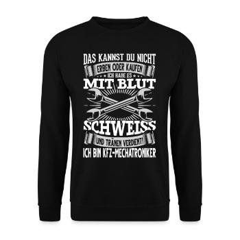 KFZ Mechatroniker lustiger Spruch Handwerker Werks - Unisex Pullover - Schwarz - Vorne - Alina (178cm) & Michal (187cm)