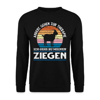 Therapie Ziegen lustiger Spruch Ziege Bauernhof - Unisex Pullover - Schwarz - Vorne - Alina (178cm) & Michal (187cm)