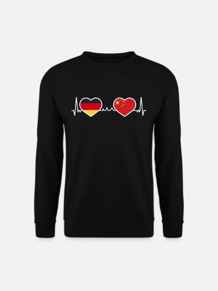 Deutschland China Herz Liebe Herzlinie - Unisex Pullover - Schwarz
