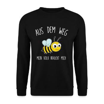 Aus Dem Weg Mein Volk Braucht Mich Imker - Unisex Pullover - Schwarz - Vorne - Alina (178cm) & Michal (187cm)
