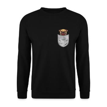 Pocket Dog Animal In Your Pocket Pug Dog - Unisex Pullover - Schwarz - Vorne - Alina (178cm) & Michal (187cm)