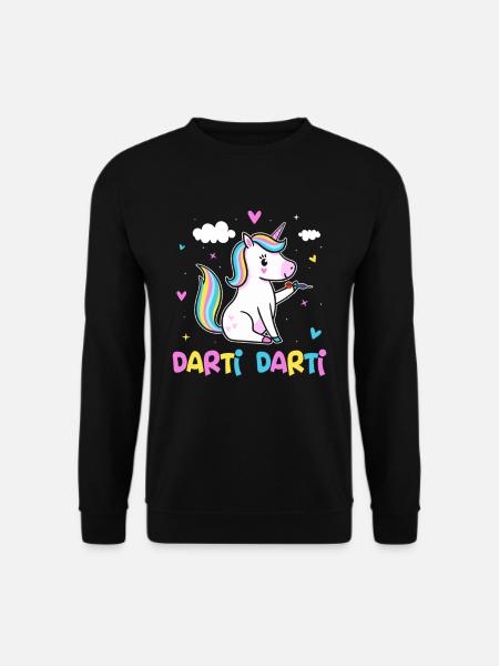Darti Darti Einhorn Dartspieler Dart Einhorn - Unisex Pullover - Schwarz