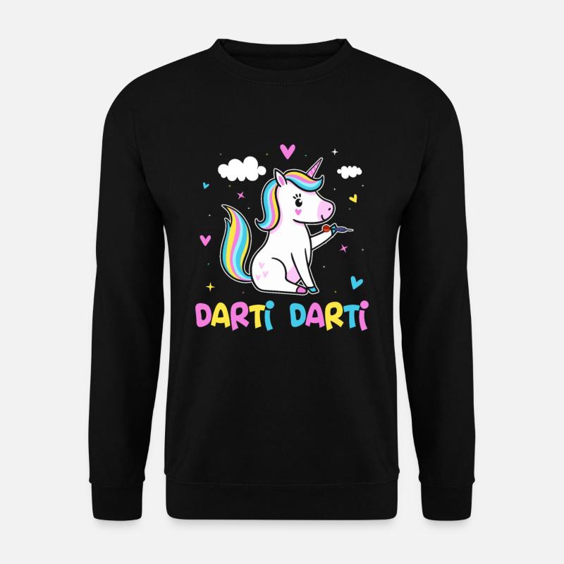 Darti Darti Einhorn Dartspieler Dart Einhorn - Unisex Pullover - Schwarz