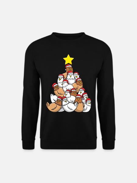Weihnachtsbaum Huhn Christbaum Bauernhof Hühner - Unisex Pullover - Schwarz