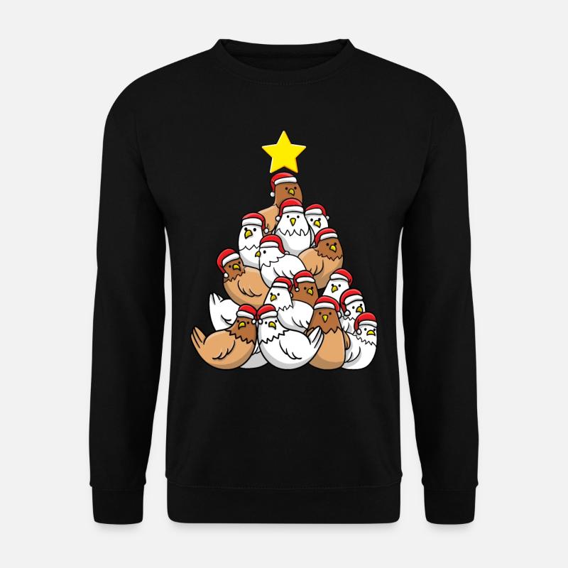 Weihnachtsbaum Huhn Christbaum Bauernhof Hühner - Unisex Pullover - Schwarz
