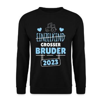 Großer Bruder 2023 Traktor - Unisex Pullover - Schwarz - Vorne - Alina (178cm) & Michal (187cm)