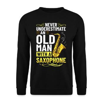 Saxophon Saxofon Musiker Tenor Instrument Anfänger - Unisex Pullover - Schwarz - Vorne - Alina (178cm) & Michal (187cm)