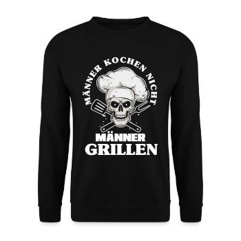 Mann Männer Grillen Vater Papa Geschenk - Unisex Pullover - Schwarz - Vorne - Alina (178cm) & Michal (187cm)