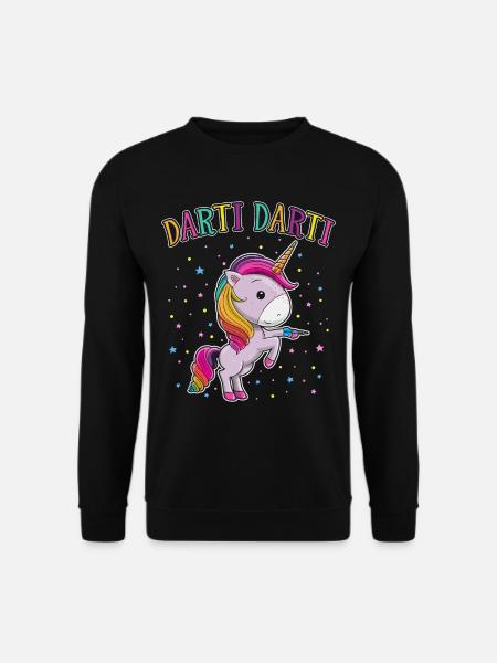 Darti Darti Cute Unicorn Darts Player Darts - Unisex Pullover - Schwarz