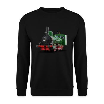 Dampflok Zug I Eisenbahn Lokomotive - Unisex Pullover - Schwarz - Vorne - Alina (178cm) & Michal (187cm)