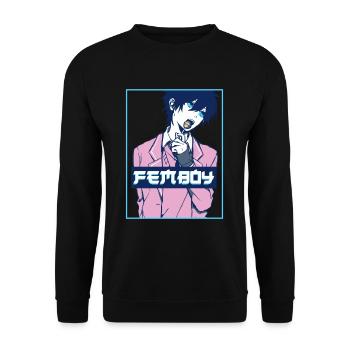 Femboy Aesthetic Japanese Anime Boy Crossdressing - Unisex Pullover - Schwarz - Vorne - Alina (178cm) & Michal (187cm)