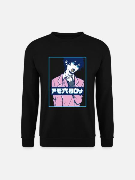 Femboy Aesthetic Japanese Anime Boy Crossdressing - Unisex Pullover - Schwarz