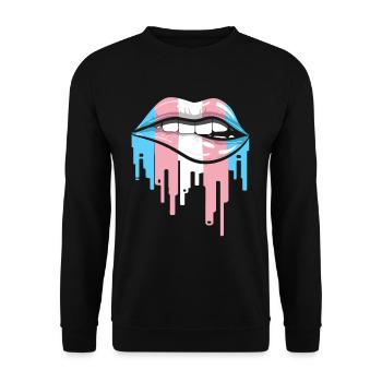Transgender Lippen LGBTQ Pride Flagge Transgender - Unisex Pullover - Schwarz - Vorne - Alina (178cm) & Michal (187cm)