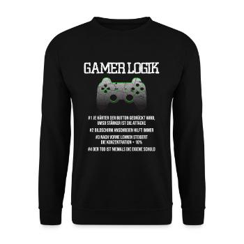 Gamer Logik Computer PC Controller Zocker Jungs - Unisex Pullover - Schwarz - Vorne - Alina (178cm) & Michal (187cm)