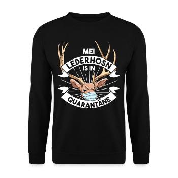 Mei Lederhosn is in Quarantäne Lederhose Ersatz - Unisex Pullover - Schwarz - Vorne - Alina (178cm) & Michal (187cm)