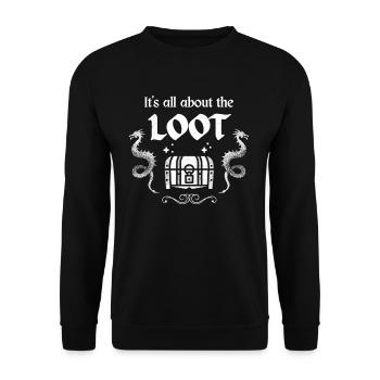 Es Geht Um Den Loot RPG Gamer Gaming - Unisex Pullover - Schwarz - Vorne - Alina (178cm) & Michal (187cm)