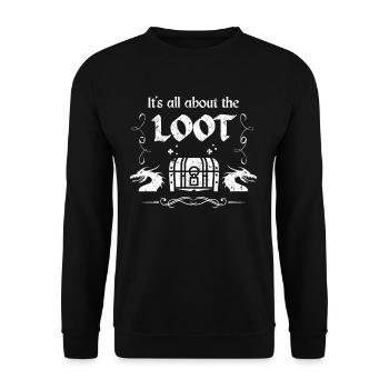Loot Fantasy RPG Gamer Gaming Geek - Unisex Pullover - Schwarz - Vorne - Alina (178cm) & Michal (187cm)