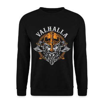 Valhalla Wikinger und Nordmänner shirt - Unisex Pullover - Schwarz - Vorne - Alina (178cm) & Michal (187cm)