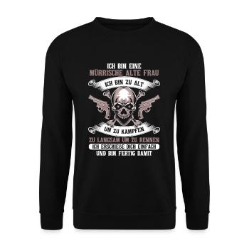 Ich Bin Eine Mürrische Alte Frau - Unisex Pullover - Schwarz - Vorne - Alina (178cm) & Michal (187cm)