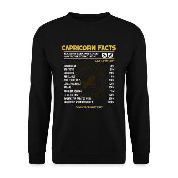 Capricorn Facts Horoscope Astrology Zodiac Sign - Unisex Pullover - Schwarz - Vorne - Alina (178cm) & Michal (187cm)