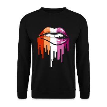 Lesben Lippen - Unisex Pullover - Schwarz - Vorne - Alina (178cm) & Michal (187cm)