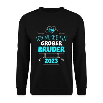 Bald Großer Bruder 2023 Traktor - Unisex Pullover - Schwarz - Vorne - Alina (178cm) & Michal (187cm)