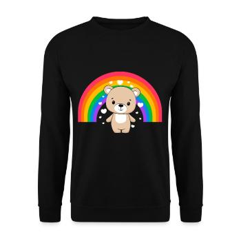 Rainbow Bear Love Gay Lesbian LGBTQ - Unisex Sweatshirt - black - Front - Alina (178cm) & Michal (187cm)