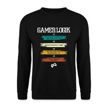 Gamer Logik - Unisex Pullover - Schwarz - Vorne - Alina (178cm) & Michal (187cm)