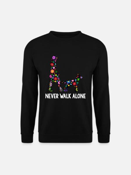 Never Walk Alone Hunde Gassi Blumen - Unisex Pullover - Schwarz
