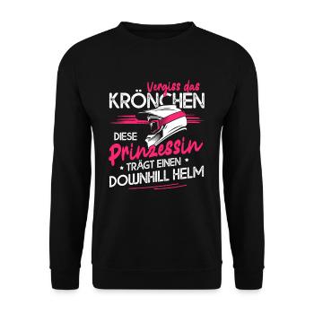 Vergiss Das Krönchen Prinzessin Downhill Helm - Unisex Pullover - Schwarz - Vorne - Alina (178cm) & Michal (187cm)