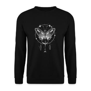 Magischer Schmetterling Tattoo Art Gothic Insekt - Unisex Pullover - Schwarz - Vorne - Alina (178cm) & Michal (187cm)