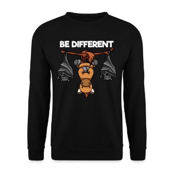 Be Different Pony und Fledermäuse - Unisex Pullover - Schwarz - Vorne - Alina (178cm) & Michal (187cm)