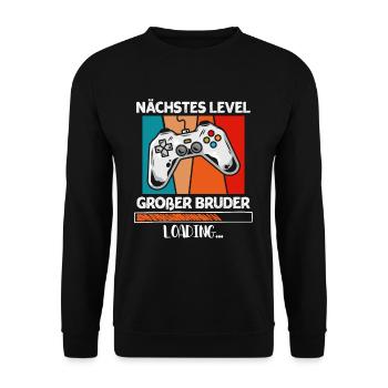 Nächstes Level Großer Bruder Loading Gamer - Unisex Pullover - Schwarz - Vorne - Alina (178cm) & Michal (187cm)