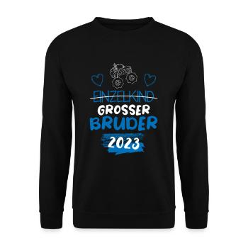 Einzelkind Großer Bruder 2023 - Unisex Pullover - Schwarz - Vorne - Alina (178cm) & Michal (187cm)