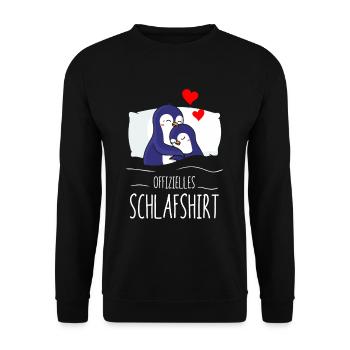 Offizielles Schlafshirt Pinguin Nachthemd Schlaf - Unisex Pullover - Schwarz - Vorne - Alina (178cm) & Michal (187cm)