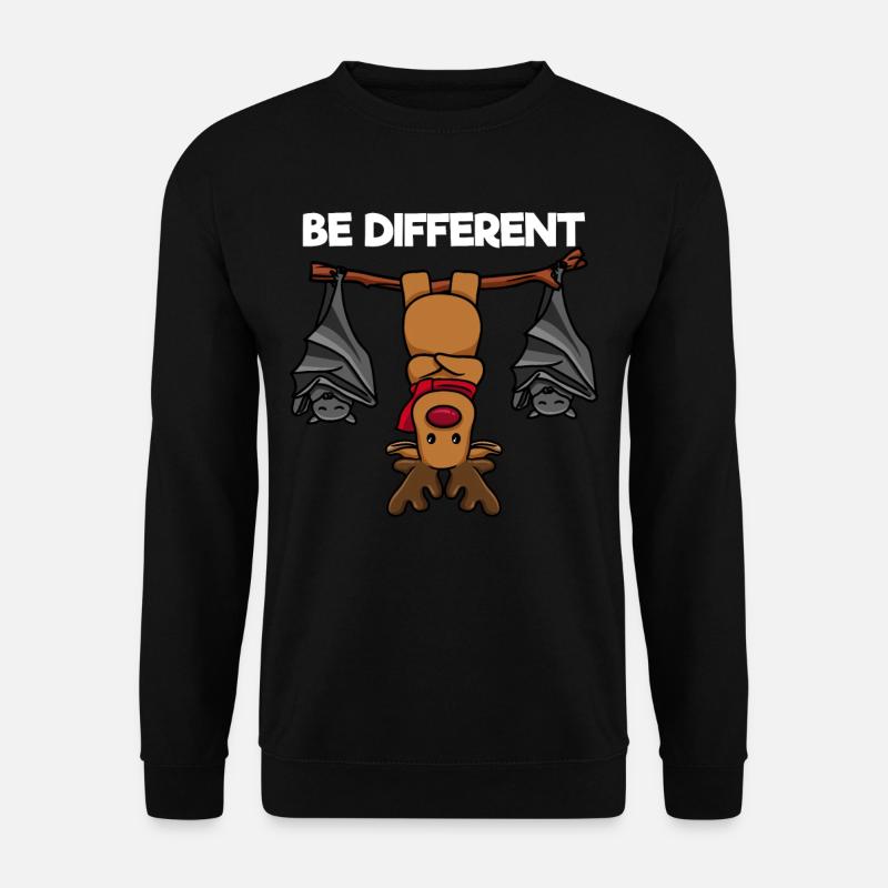Be Different Rentier Fledermäuse Weihnachten - Unisex Pullover - Schwarz