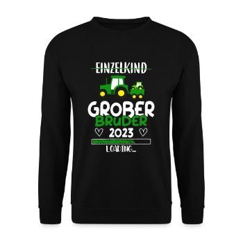 Großer Bruder 2023 Traktor - Unisex Pullover - Schwarz - Vorne - Alina (178cm) & Michal (187cm)