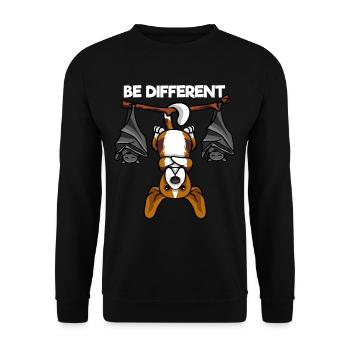 Be Different Beagle mit Fledermäusen - Unisex Pullover - Schwarz - Vorne - Alina (178cm) & Michal (187cm)