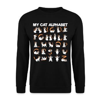 Mein Katzenalphabet ABC Katzen Buchstaben Katze - Unisex Pullover - Schwarz - Vorne - Alina (178cm) & Michal (187cm)