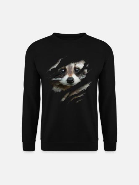 Waschbär-Gesicht Süßer Waschbär Zerrissen Riss - Unisex Pullover - Schwarz